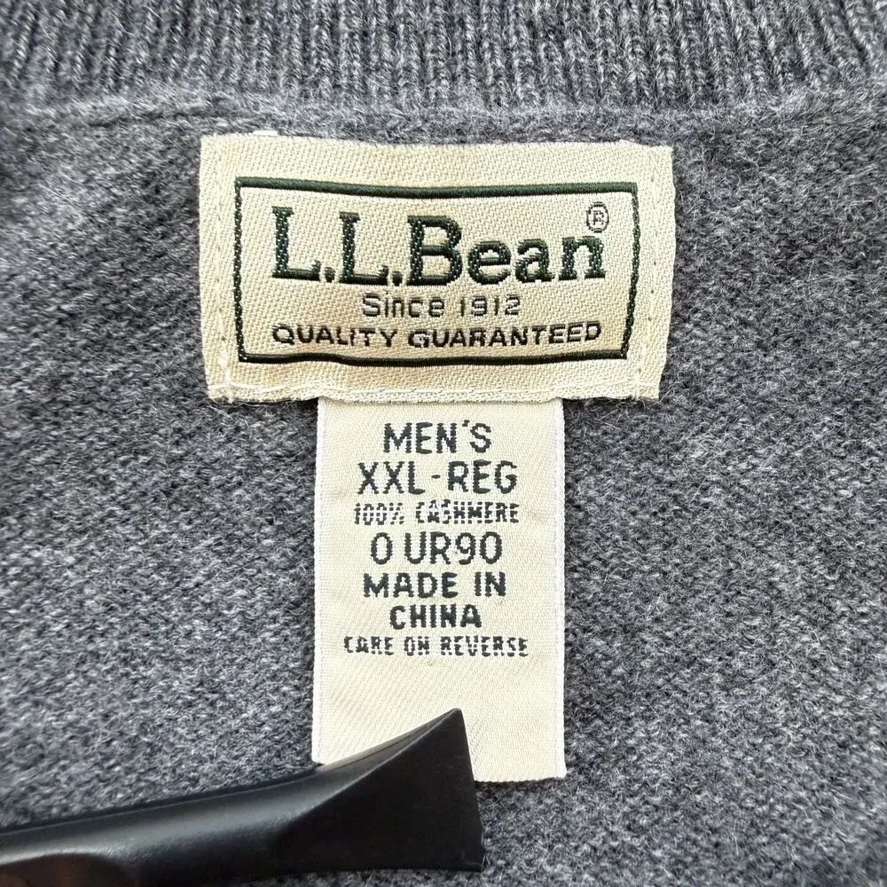 L.L.Bean Cashmere Crewneck Sweater Mens XXL Gray Classic Modern Vintage